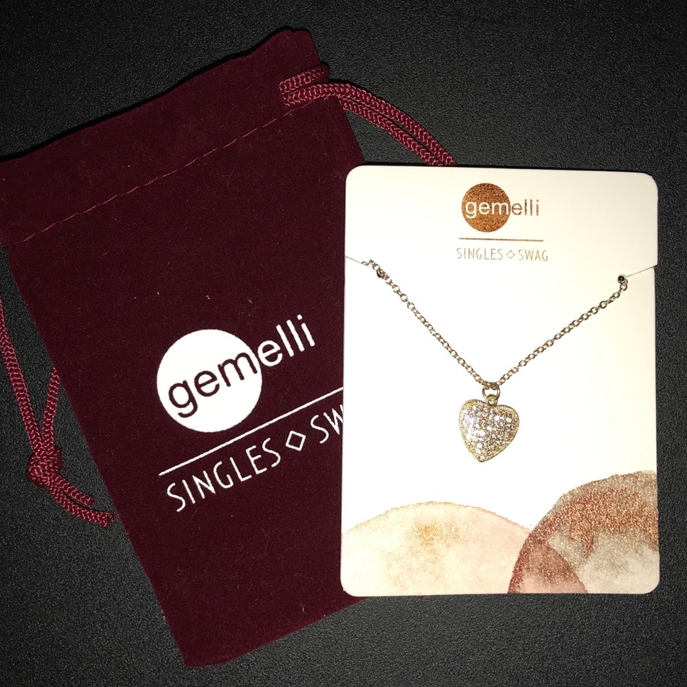 Gemelli Pave Heart Gold Necklace